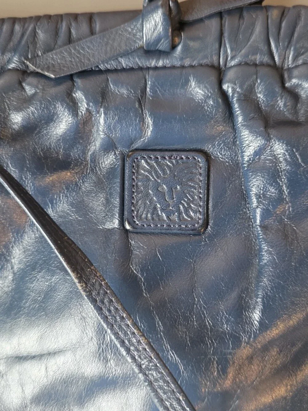 Vintage Anne Klein Navy Leather Clutch Or Shoulder Bag